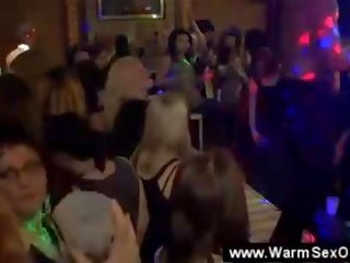 Horny lady sucks a guy on the dancefloor