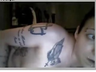 Shaven tatoo maly shows her stuff on omegle