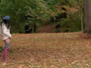 Slim Teen Brunette Pussy Rubbed In The Park