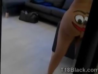 Perv Paints A Face On His Girlfriends Big Black Booty
