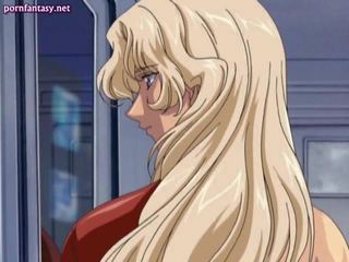 Gražus anime blondinė gauna trinamas