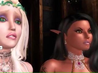 Seksualu animacinis elfas su didžiulis melionai
