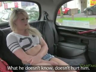 Hot dirty blonde anally fucked in fake taxi